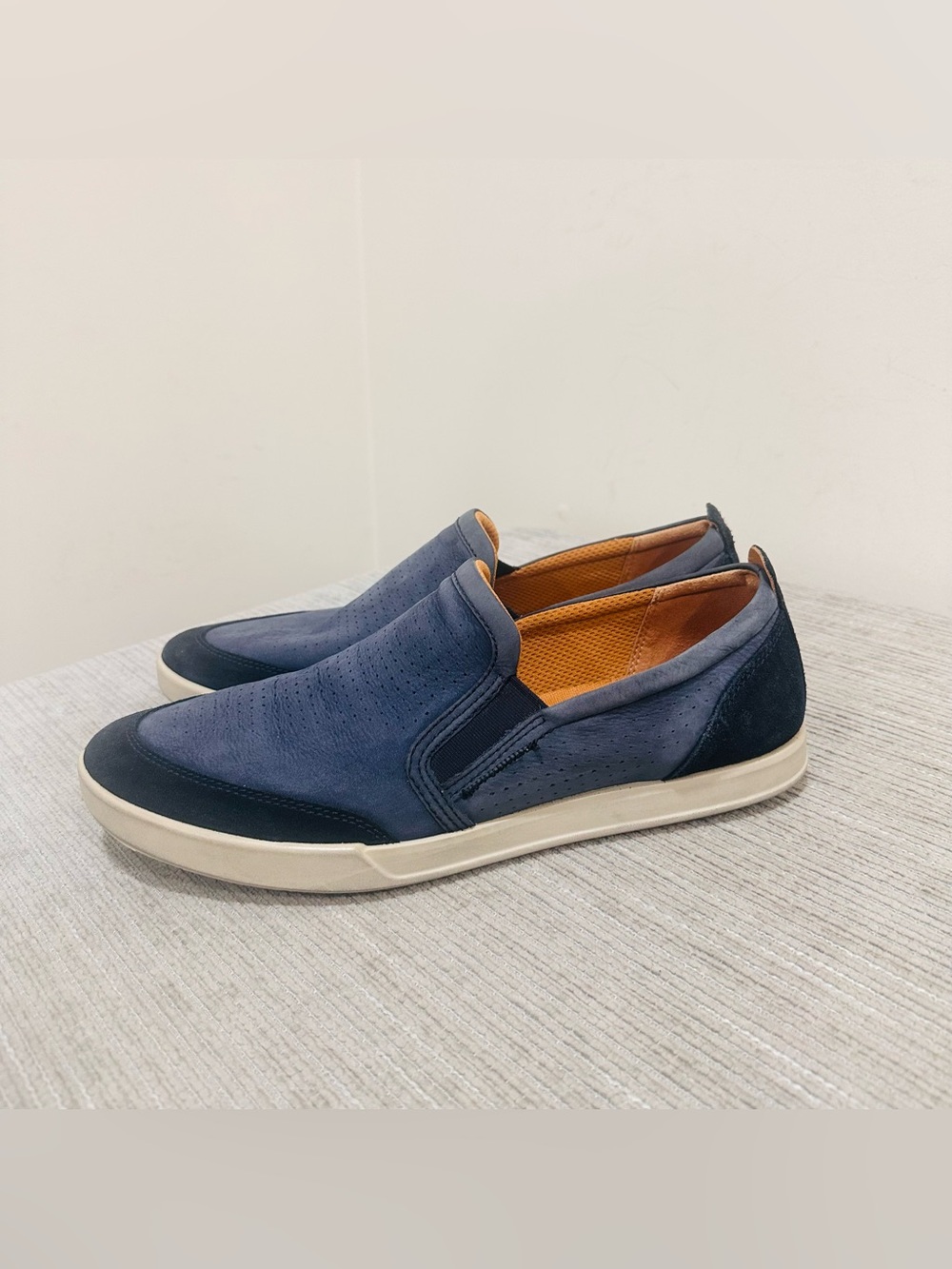 ECCO Collin 2.0 Men's Slip On Suede Leather Shoes Blue Navy 46 EU 12-12.5 US